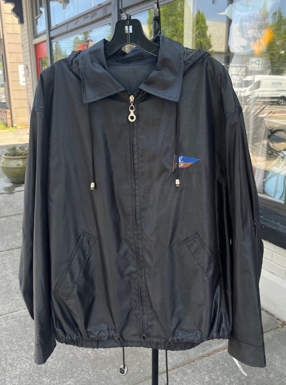 LOUIS VUITTON Black International LV Cup Hooded Windbreaker Men's Jacket Large